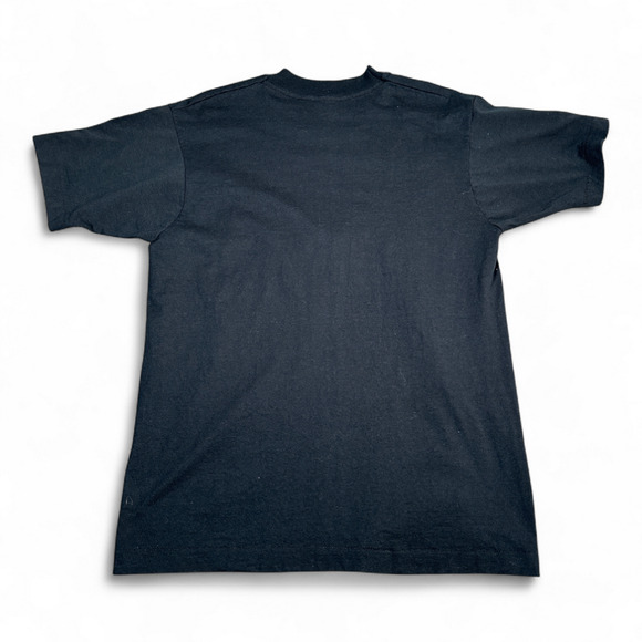 Vintage Spin Art Shirt Adult MEDIUM Black Abstract Gold Silver Glitter USA 80s - Picture 3 of 8